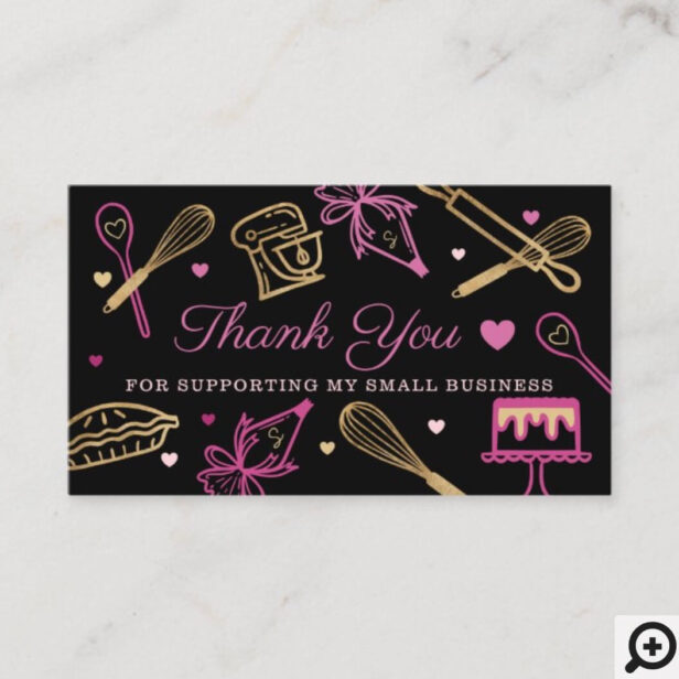 Black & Gold Baking & Cooking Utensil Thank You Business Card