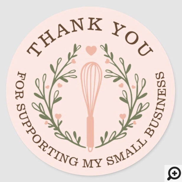 Thank You For Your Business Bakery Whisk Logo Classic Round Sticker