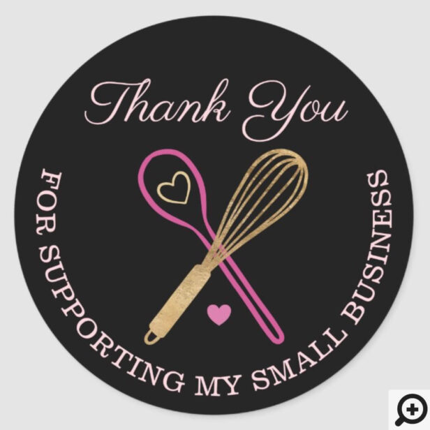 Thank You For Your Business Bakery Whisk & Spoon Classic Round Sticker