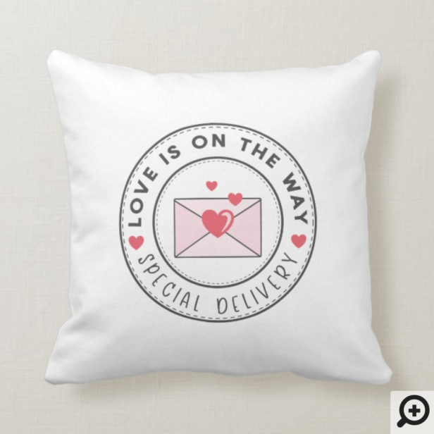 Valentine's Special Delivery Red Watercolor Truck Throw Pillow
