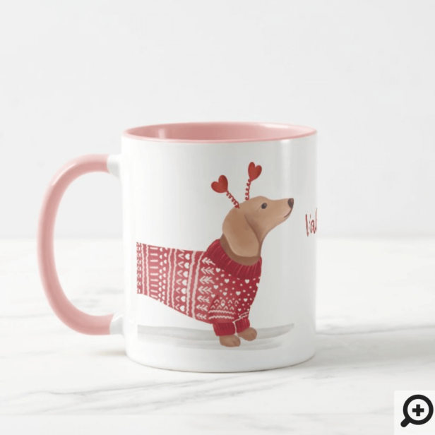 Watercolor Dachshund Dog Valentine's Day Sweater Mug