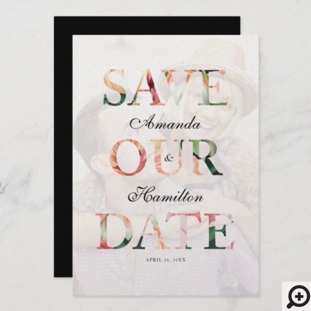Bold Save Our Date Vintage Florals Photo Overlay Save The Date