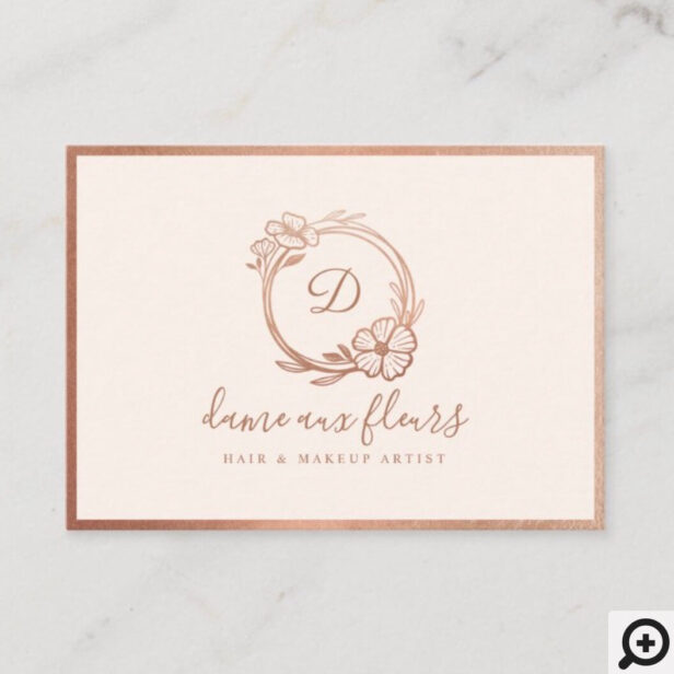 Elegant & Modern Floral Monogram Wreath Pink Loyalty Card