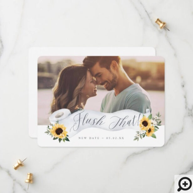 Flush That New Date Toilet Paper Roll Sunflower Florals Photo Save The Date Card