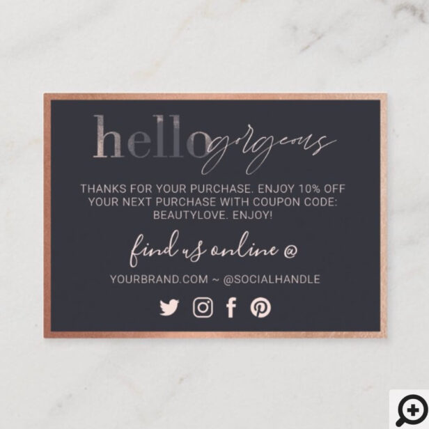 Hello Gorgeous, Thank You For Your Business Beauty Loyalty Card Black