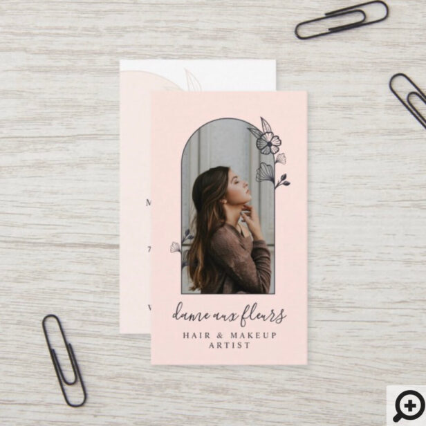 Modern Floral Rose Beauty Photo Arch Pink Business Card