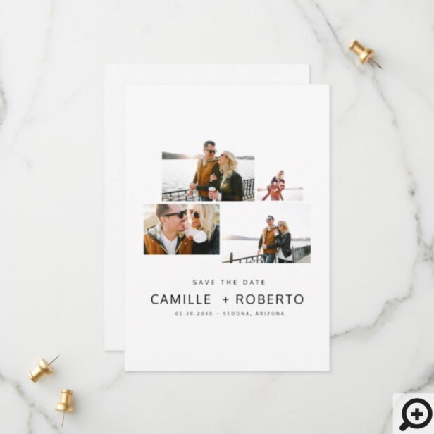Modern & Minimal Four Photo Layout Save The Date