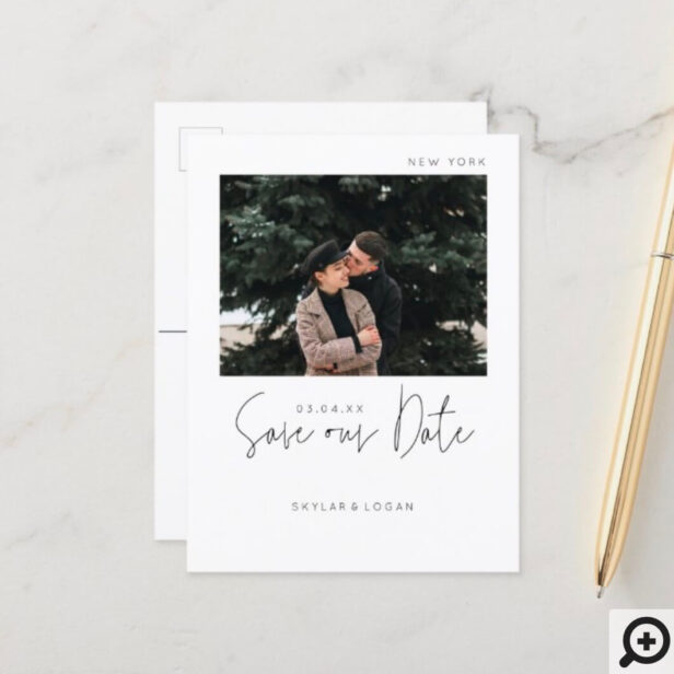 Modern Minimal Typographic Photo Save The Date Announcement Postcard