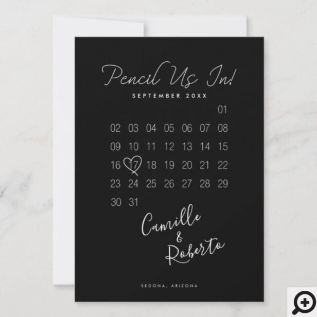 Pencil Us In Calendar Modern Minimal Couple Photo Black Save The Date