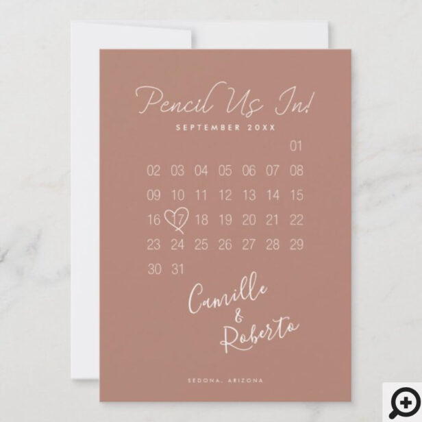 Pencil Us In Calendar Modern Minimal Couple Photo Mauve Save The Date