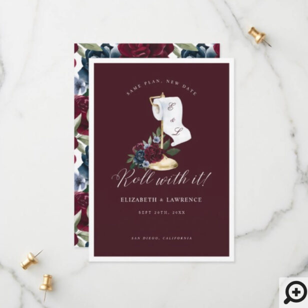 Roll With It Elegant Burgundy Florals Toilet Paper Save The Date Burgundy.jpg