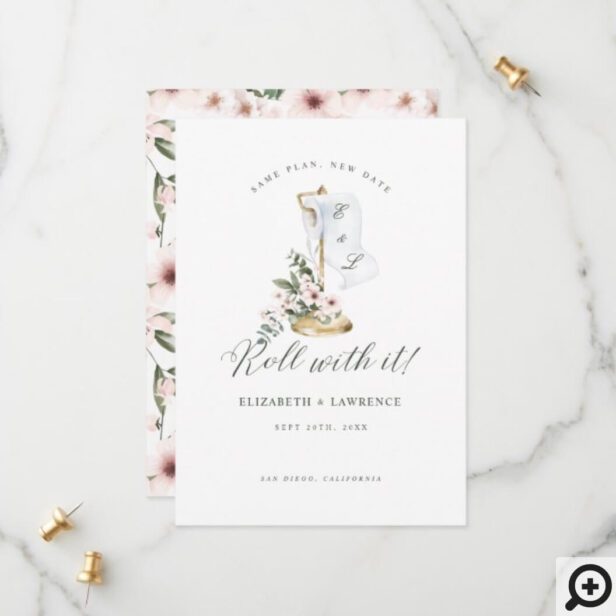 Roll With It Elegant Cherry Blossom & Toilet Paper Save The Date