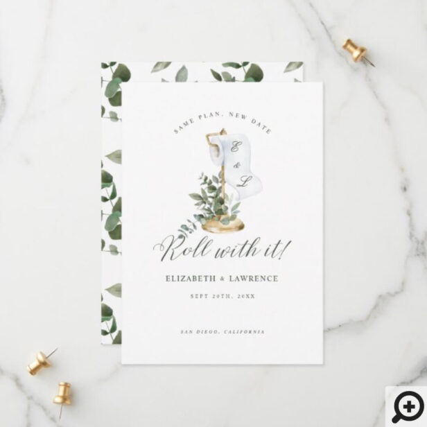 Roll With It Elegant Sage Greenery & Toilet Paper Save The Date