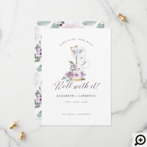 Roll With It Elegant Violet Florals & Toilet Paper Save The Date