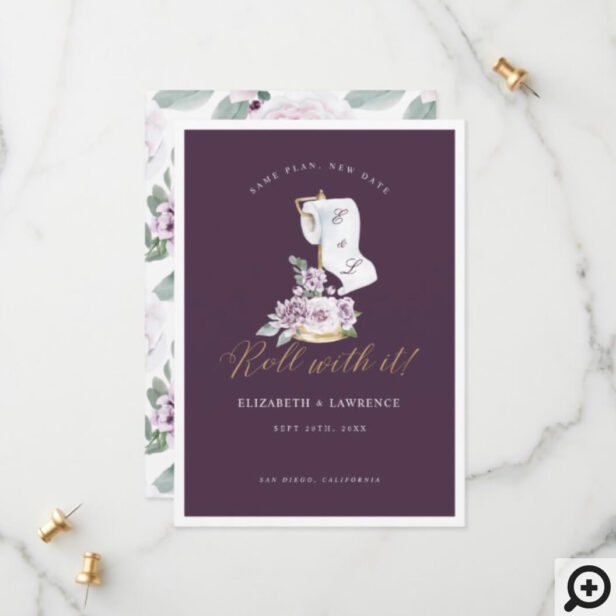 Roll With It Elegant Violet Florals & Toilet Paper Save The Date