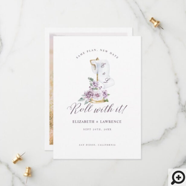 Roll With It Blush Florals & Toilet Paper Photo Save The Date