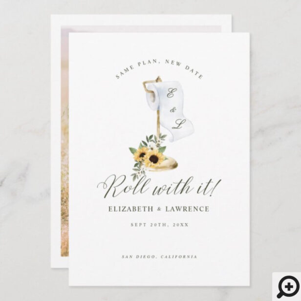 Roll With It Yellow Florals & Toilet Paper Photo Save The Date