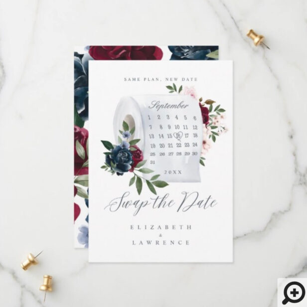 Swap the Date Red Rose Toilet Paper Roll Calendar Save The Date