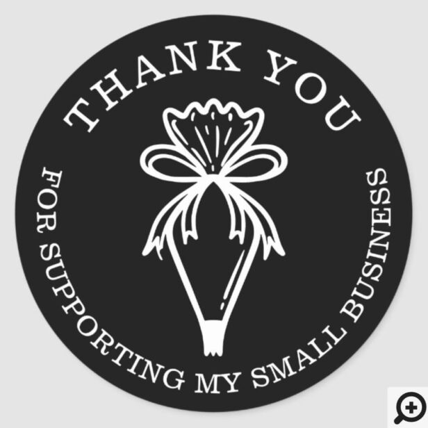 Thank You For Your Business Bakery Pastry Bag Classic Round Sticker Black & White