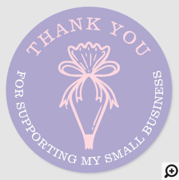 Thank You For Your Business Bakery Pastry Bag Classic Round Sticker Purple