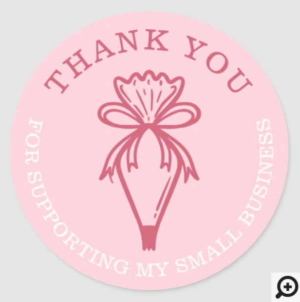 Thank You For Your Business Bakery Pastry Bag Pink Classic Round Sticker