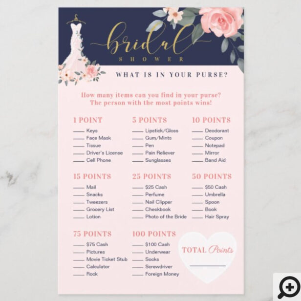 What's in You Purse Floral Dress Shower Game