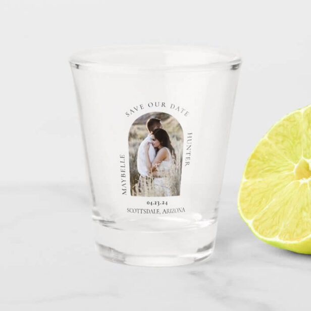 Elegant Photo Arch Frame Save The Date Shot Glass