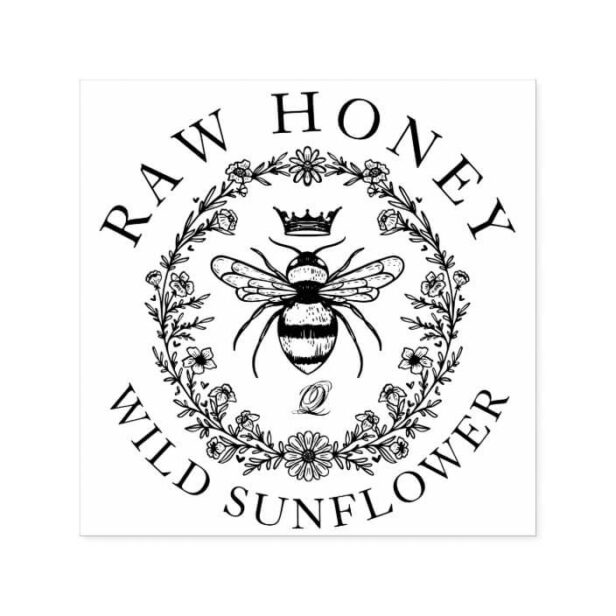 Elegant Rustic Vintage Crown Honey Queen Bee Self-inking Stamp