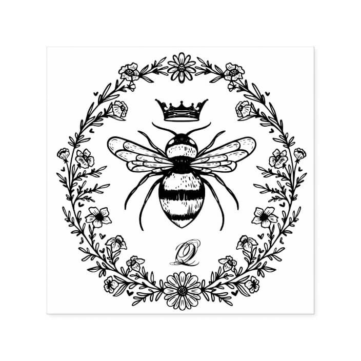 Elegant Rustic Vintage Crown Honey Queen Bee Self-inking Stamp -  Moodthology Papery