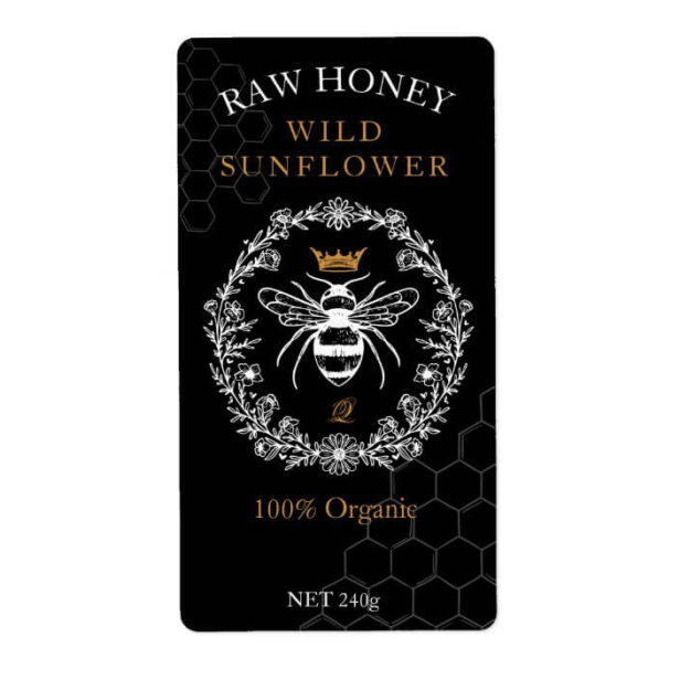 Elegant Vintage Crown Queen Bee Honey Jar Label