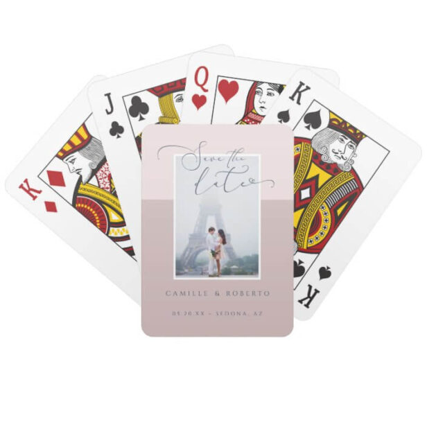 Modern, Minimal & Elegant Pink Two Tone Photo Playing Cards