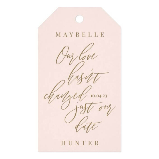 Our Love Hasn't Changed Just Our Date Blush Pink Gift Tags