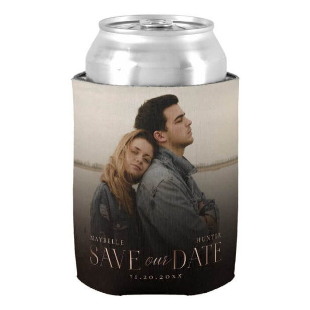 Same Our Date Rose Gold Full Photo Black Gradient Can Cooler