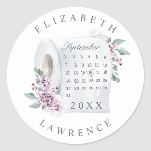 Swap the Date Florals Toilet Paper Roll Calendar Classic Round Sticker