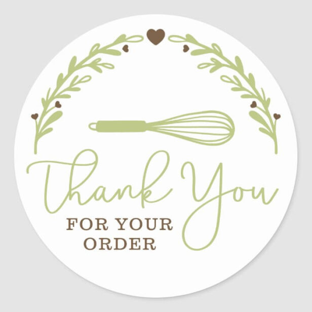 Thank You For Your Order Bakery Whisk & Wreath Classic Round Sticker