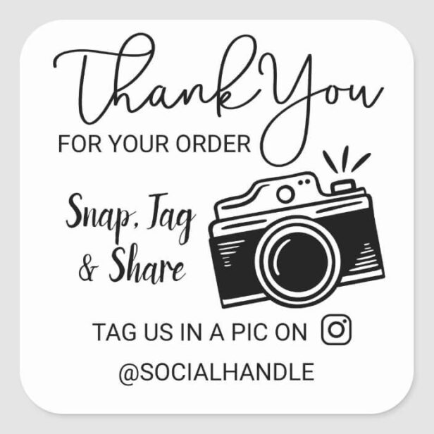 Thank You Snap, Tag & Share Social Media Camera White Sticker