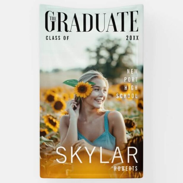 Trendy Magazine Cover Inspired Girl Graduation Banner