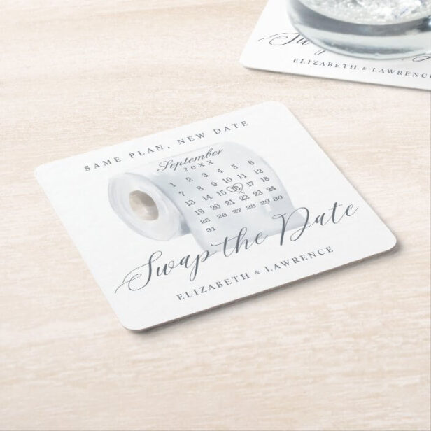 Unique Swap the Date Toilet Paper Roll Calendar Square Paper Coaster