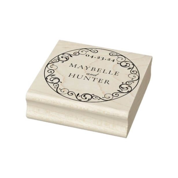 Vintage Antique Flourish Scroll Save the Date Rubber Stamp