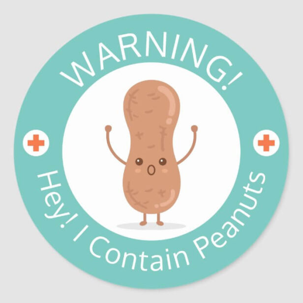 Warning I Contain Peanuts! Peanut Allergy Food Classic Round Sticker