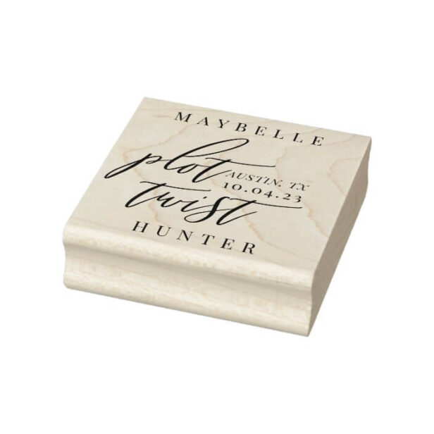 Plot Twist Modern Calligraphy Save Our New Date Rubber Stamp