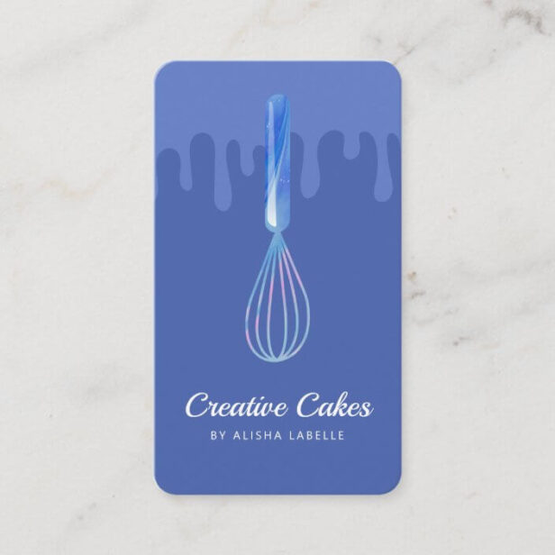 Fun Pink Blue Marble Bakery Whisk Blue Business Card