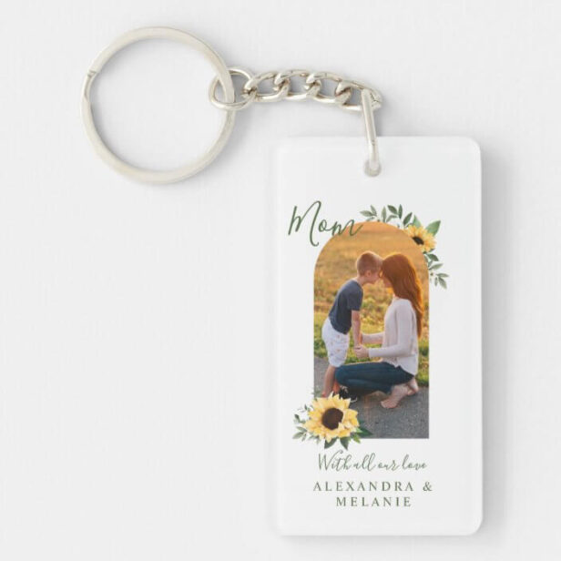 Happy Mother's Day Photo Arch Watercolor Sunflower Keychain