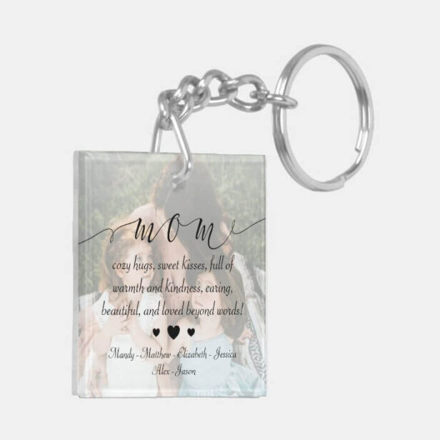 Mom Family Photo Collage Special Message Keepsake Keychain