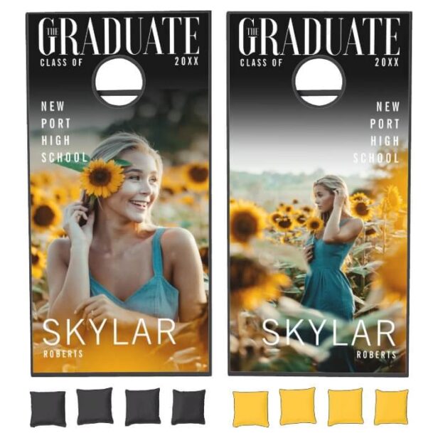 Trendy Magazine Cover Inspired Girl Graduation Cornhole Cornhole Set
