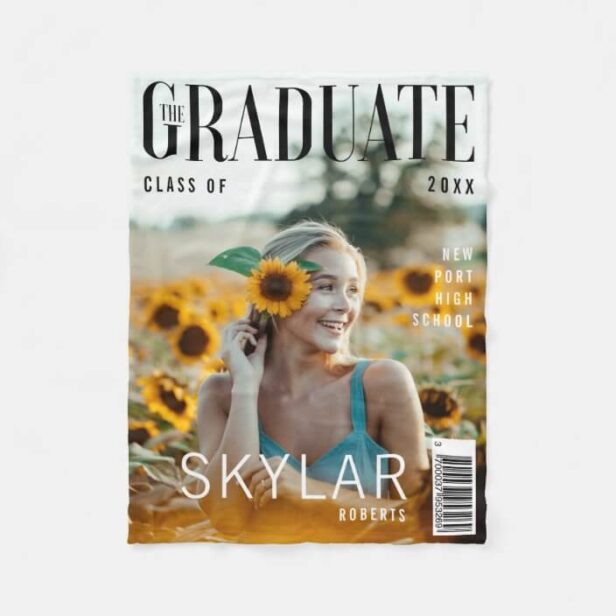 Trendy Magazine Cover Inspired Girl Graduation Fleece Blanket
