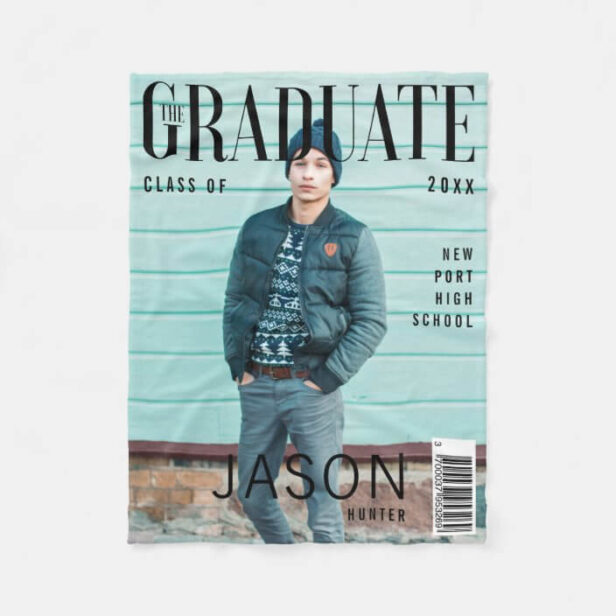 Trendy Magazine Cover Inspired Boy Graduation Fleece Blanket