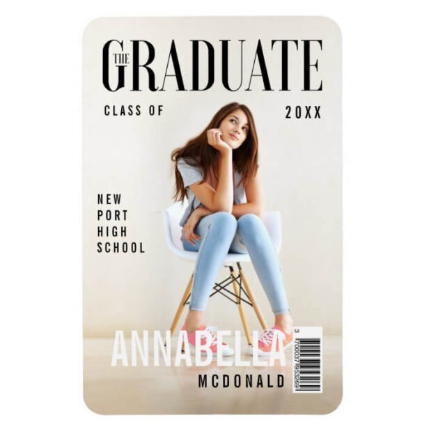 Trendy Magazine Cover Inspired Graduation Magnet