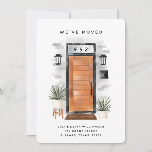 We've Moved - New Address Black Watercolor Door Announcement