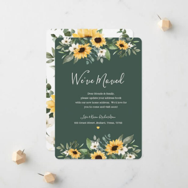 We've Moved Watercolor Sunflower New Address Announcement